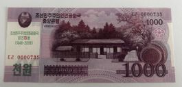 Nordkorea 1000 Won Geldschein 2008 Neuwertig
