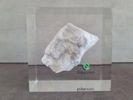 Gipsgestein in Acrylblock eingegossen. (Gipsunion)