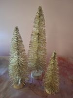 neu: 3 Tannen Weihnachtsdeko goldfarben 