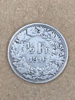 SVIZZERA 1/2  FR MONETA IN ARGENTO 1916 usata - circolata
