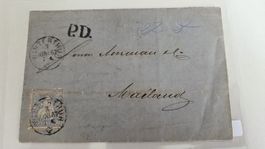 1867 Brief von Winterthur nach Mailand 30 Rp. Sitzende Helv.