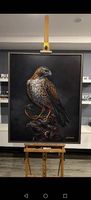 Originalkunstwerk auf Leder  Falke gegen die Schlange