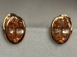 Boucles d'oreilles plaquées or diamants champagne ✨