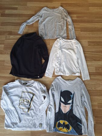 5 Coole Langarmshirts Gr. 134/140 Batman,  Simpsons,  h&m, m