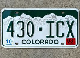 Alte Autonummer Amerika Colorado 2003