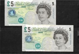 GB: Bank of England 5 Pfund Banknote, 2 Ex.