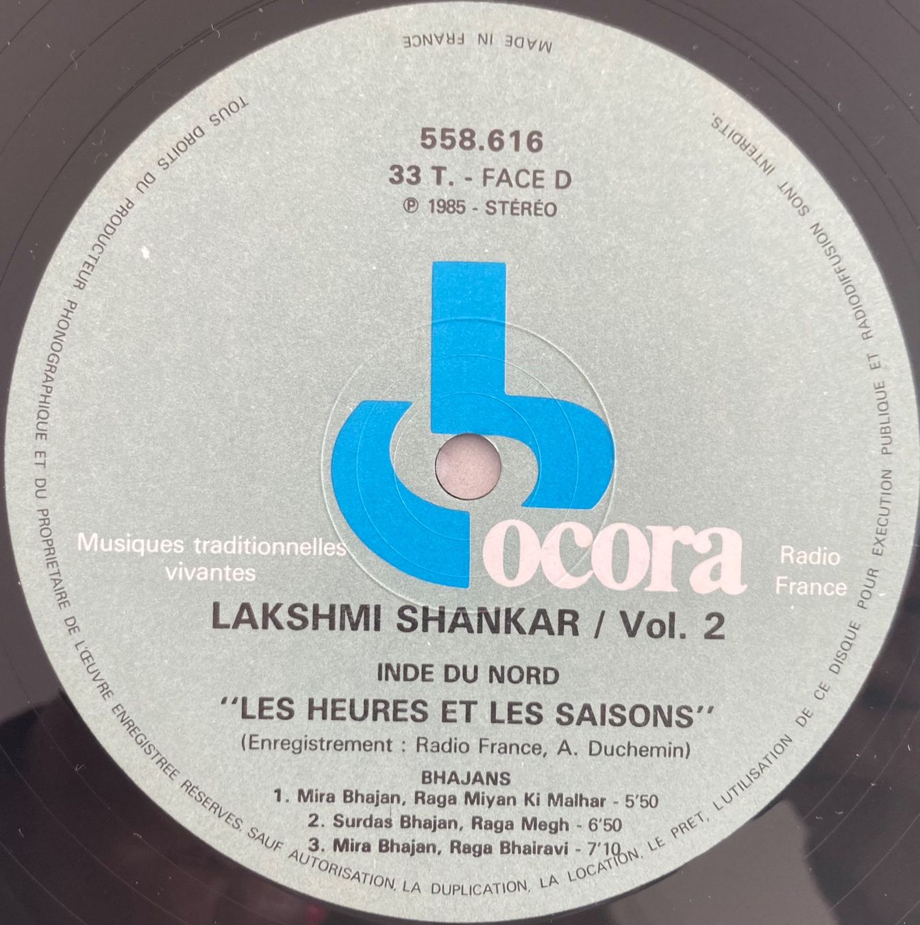Dischi in vinile: LAKSHMI SHANKAR - LES HEURES ET LES SAISONS – Usato da Poliez-Pittet venduto da Newtown-Records 3