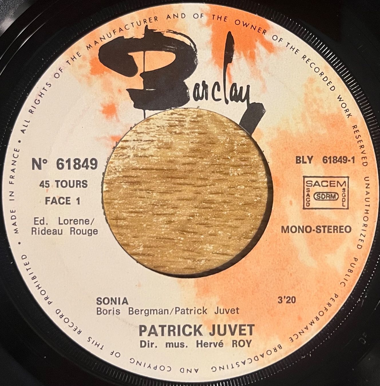 Dischi in vinile: PATRICK JUVET - SONIA – Usato da Bussigny venduto da vinyl-pas-cher 2