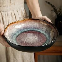 2x Tiefeller 24cm Keramik, Retro Design für Suppe & Salat