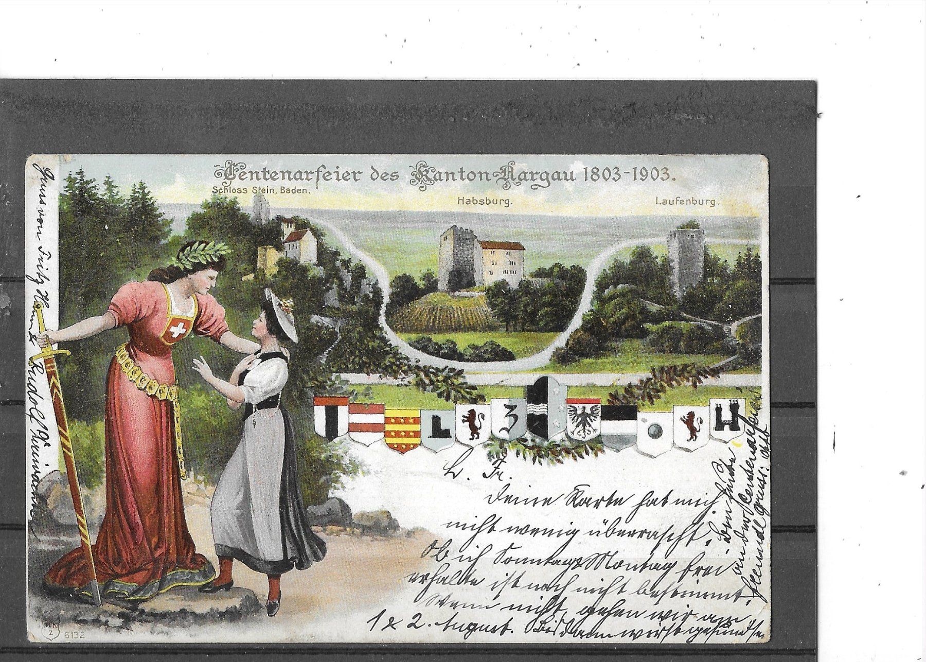 Ansichtskarten: AG Centenarfeier des Kanton Aargau 1903 – Gebraucht aus Schocherswil von Wilare