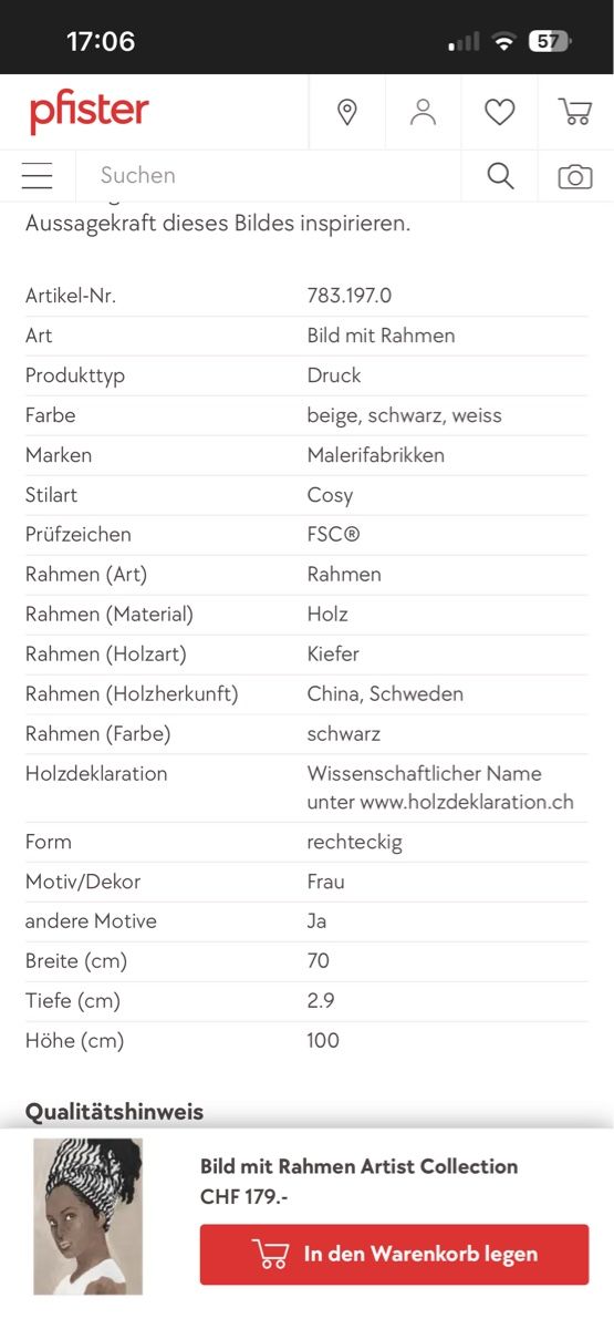 Foto & Immagini: Bild mit Rahmen, Artist Collection 70x100cm – Nuovo (secondo la descrizione) da Bern venduto da FreitagsSachen22 5
