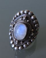 Rainbow moonstone Silber 925 Fingerring Gr. 51