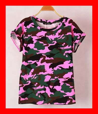 Camouflage Top T-Shirt Pink Grösse S Militär Armee Army