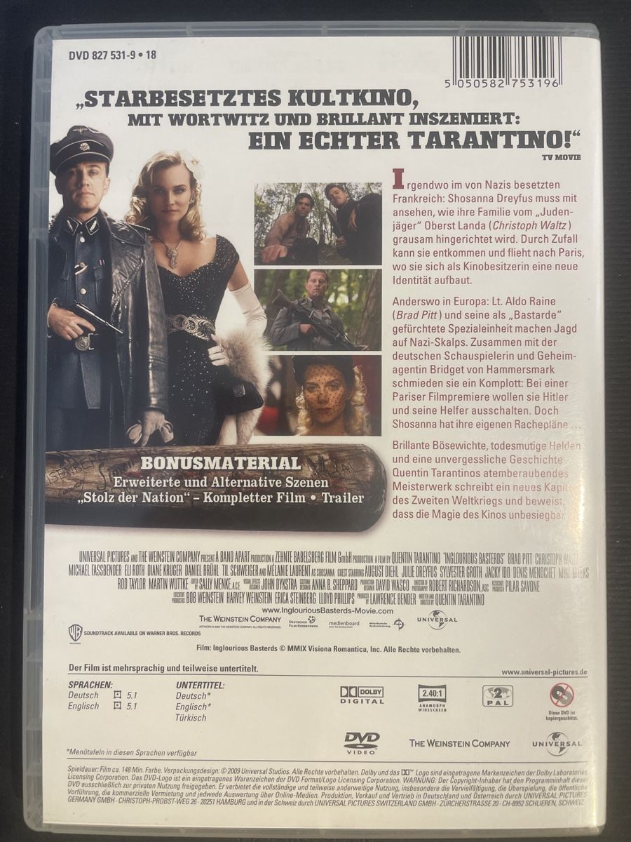 Alle DVDs: Inglourious Basterds, von Quentin Tarantino – Gebraucht aus Winterthur von machmaschine 1