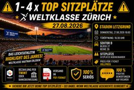 ⚠️1 - 4 X TOP SITZPLÄTZE - WELTKLASSE ZÜRICH - 27.08.2026 ⚠️