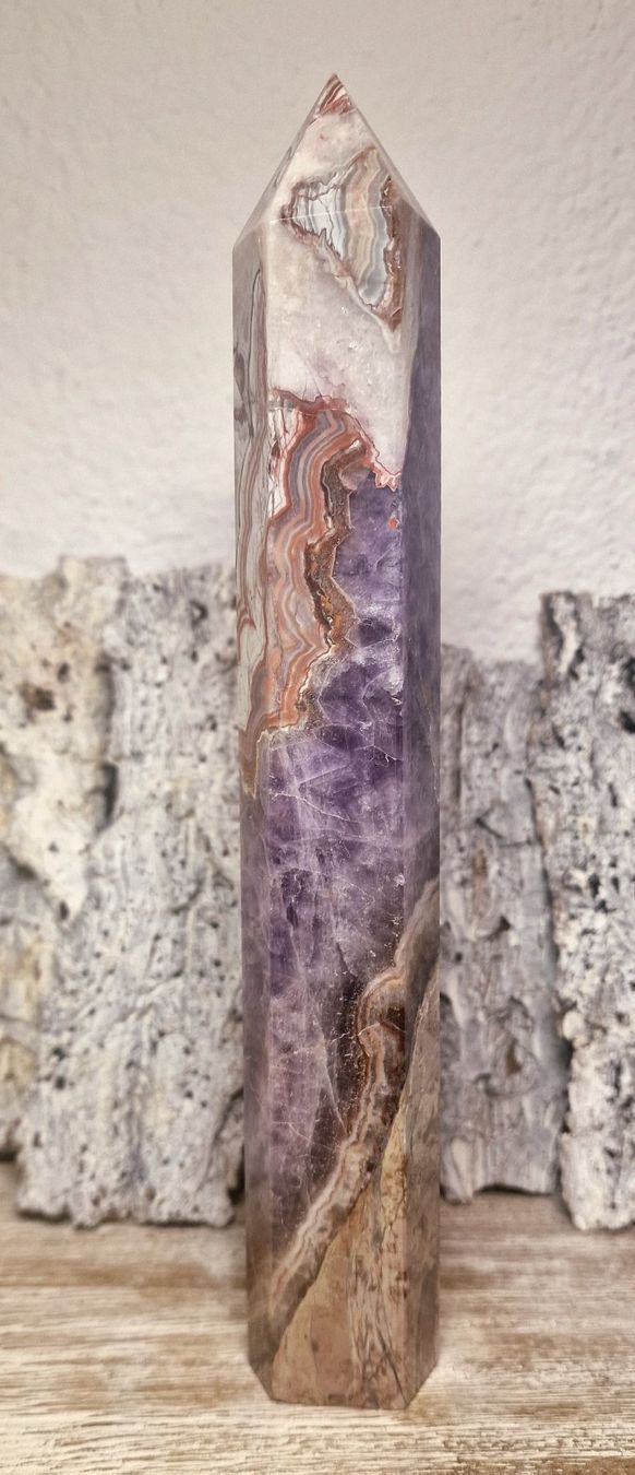 Mineralien & Heilsteine: Amethyst-Achat Obelisk 25.5cm 655g – Neu (gemäss Beschreibung) aus Matzingen von Shay_Crystalz 1