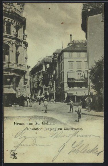 Cartoline postali: St. Gallen, Rösslithor, Eingang zur Mul – Usato da Berlin venduto da bartko-reher