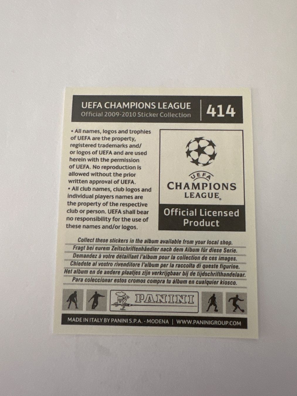 Panini Carte collezionabili: Panini UEFA Champions League 2009-2010 - Nr. 414 – Usato da Sulz AG venduto da DealWerk 1