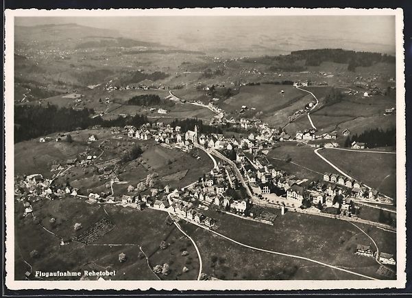 Cartoline postali: Rehetobel, Totalansicht vom Flugzeug aus – Usato da Berlin venduto da bartko-reher