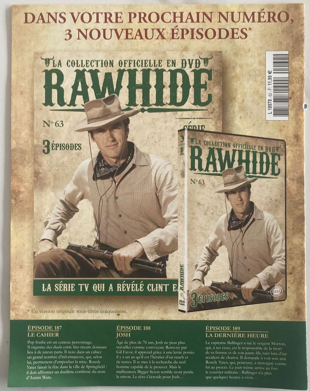 Tutti i DVDs: CLINT EASTWOOD - RAWHIDE N°62 – Usato da Poliez-Pittet venduto da Newtown-Records 2