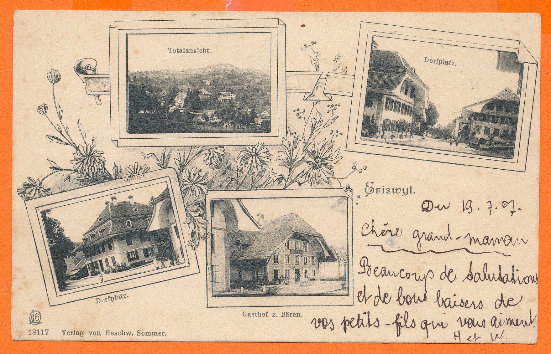 Cartoline postali: ERISWYL / BE - 4-Bild - AK 1907 – Usato da Liestal venduto da flohmy