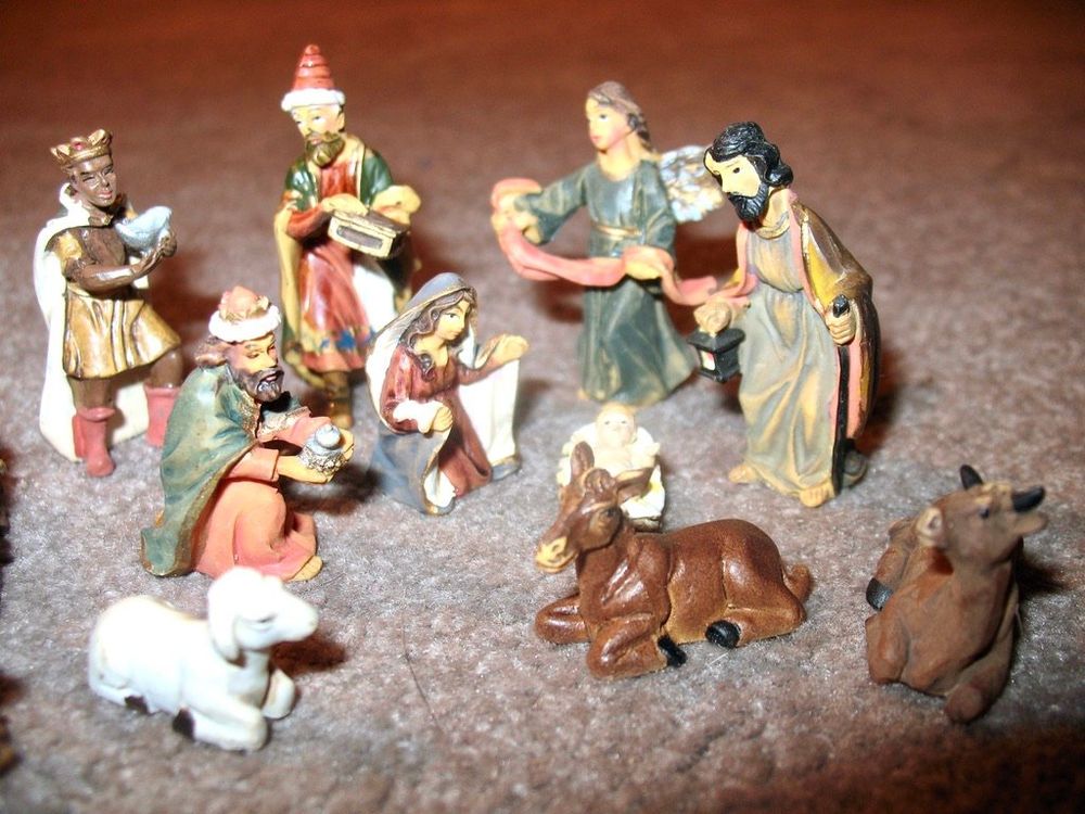 FADEDA Krippenfigur Hirte Mit Stab - Handbemalt, 9 Cm, Detailgetreu