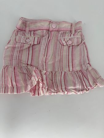 Rosa gestreifter Leinen  Rock mit Rüschen Gr. 86 von H&M
