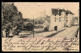 AK Baden i. Schweiz, Ortspartie mit Landvogteischloss und Ki