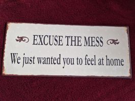 Blechschild "Excuse the mess" Wohnung Dekoration Sammeln Tür