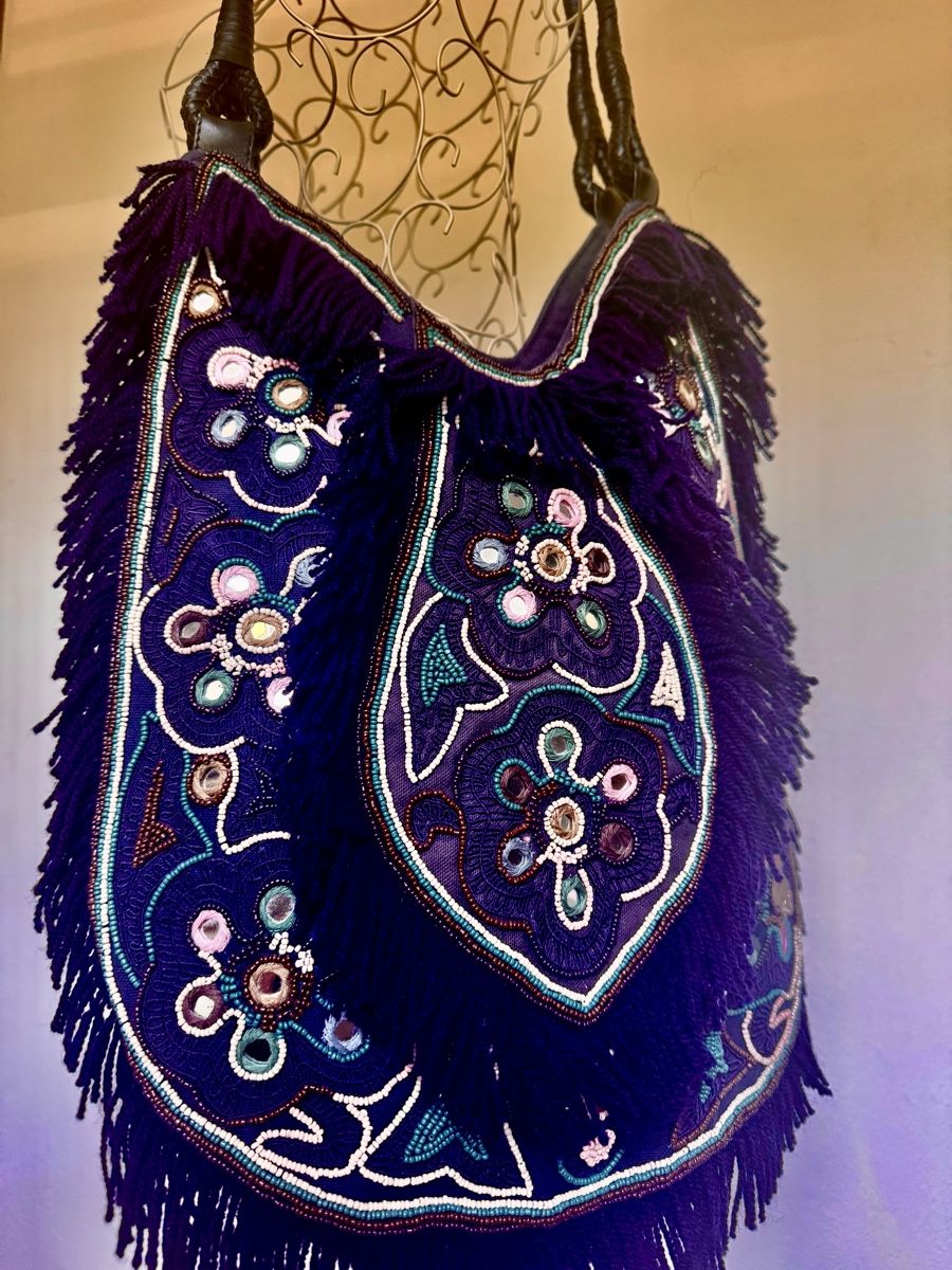 Borse da donna: Handtasche Antik Batik dunkelblau Fransen und Perlen – Nuovo (secondo la descrizione) da Kilchberg ZH venduto da Suisse500