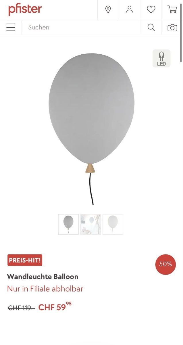 Lampade: Wandleuchte Balloon – Nuovo e nell'imballaggio originale da Hünenberg venduto da Dome_b 3