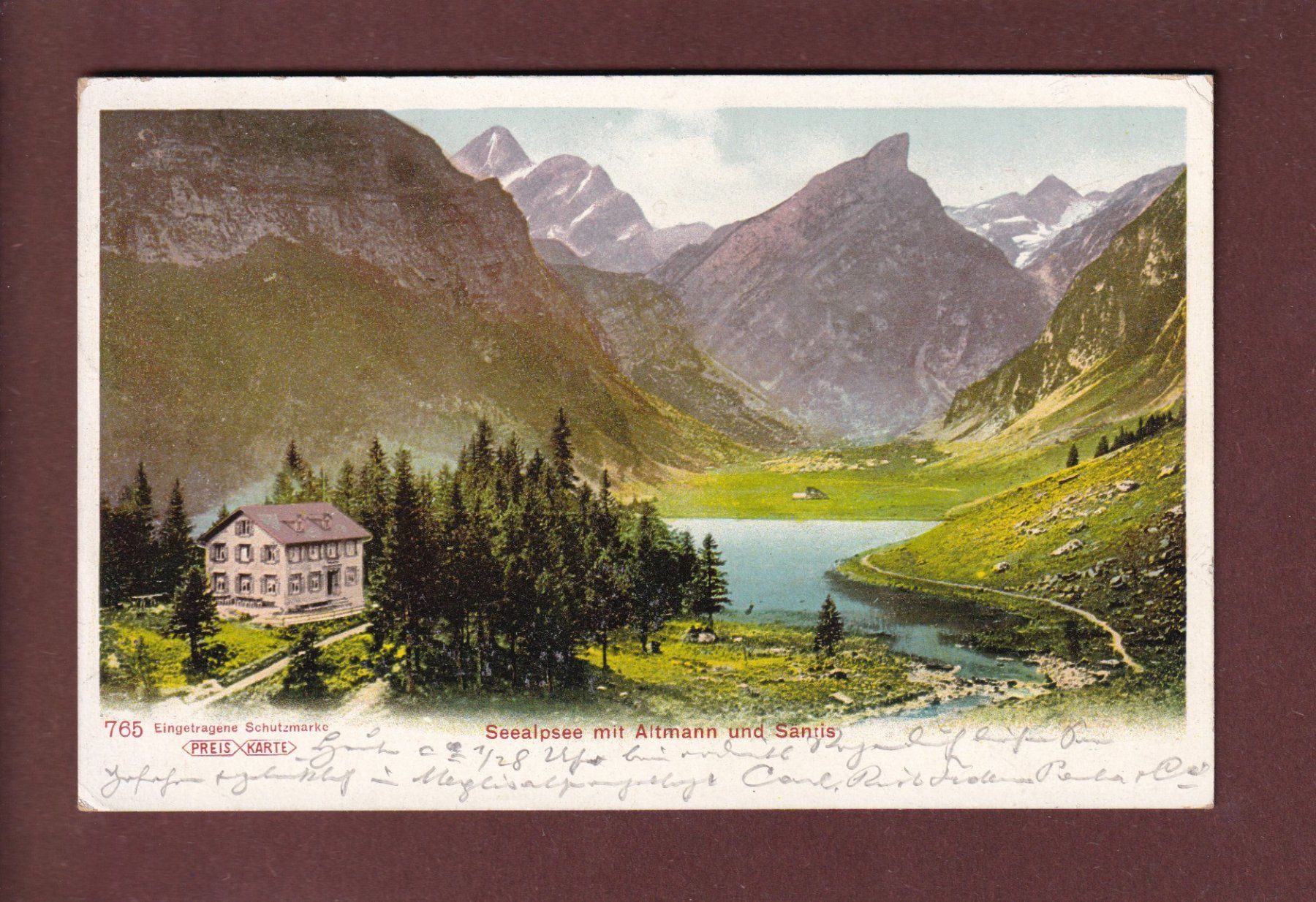 Cartoline postali: SEEALPSEE - Altmann - Säntis - 1906 – Usato da Pully venduto da nicecards