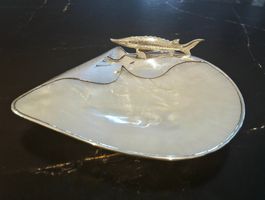 Silber 925 Kaviarschale echt Perlmutt mit Stör Np: 2150,-
