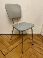 Retro Stuhl, Grau mit Chrombeinen, Top Zustand, Vintage!