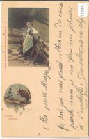 Walliser Tracht costume - Croquis alpestre - Hotelstempel