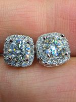 Boucles d'oreille argent avec diamants moissanite de 1 ct