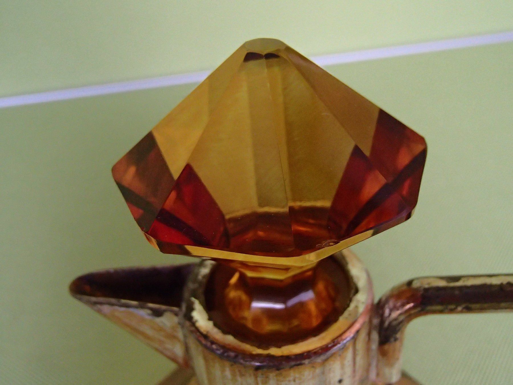 Caraffe: Art Deco Honig gelbe versilberte Karaffe – Usato da Schöfflisdorf venduto da pullux 7