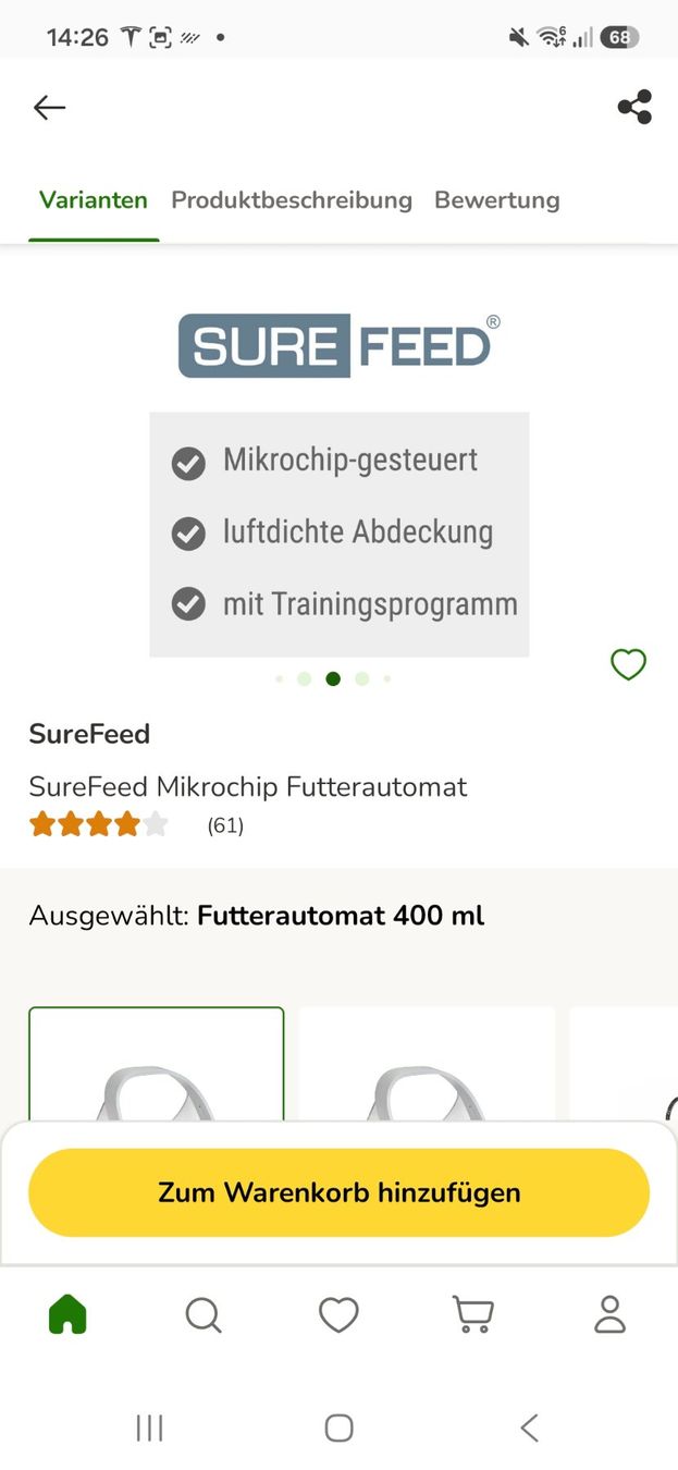 Sure Petcare Mangimi: Sure Fütterungsautomat Microchip – Nuovo e nell'imballaggio originale da Seewis-Schmitten venduto da knussel 2