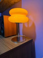 Bauhaus Glas Tischlampe, Orange, 70er Jahre Stil!