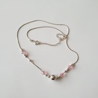 Silberhalskette 925 mit rosa Steinchen, Italy 925 gestempelt