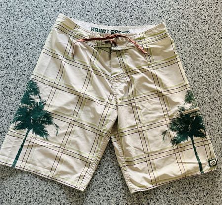 Hang Loose Boardshorts / Badehose – Karo & Palmen – Gr. 42