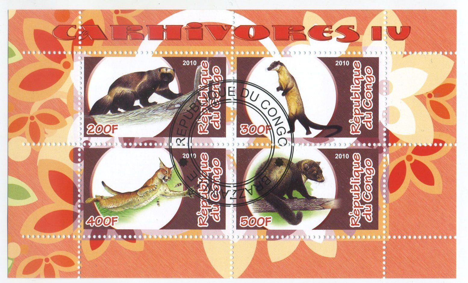 Alle Briefmarken: Block "Marder, Vielfrass, Luchs". Kongo – Neu und originalverpackt aus Basel von Butsch5