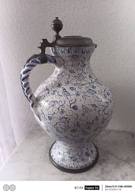 Caraffe: Fayence-Enghalskrug 18. oder 19. Jahrhundert. – Usato da Kleinlützel venduto da BALUIMWALD151 2