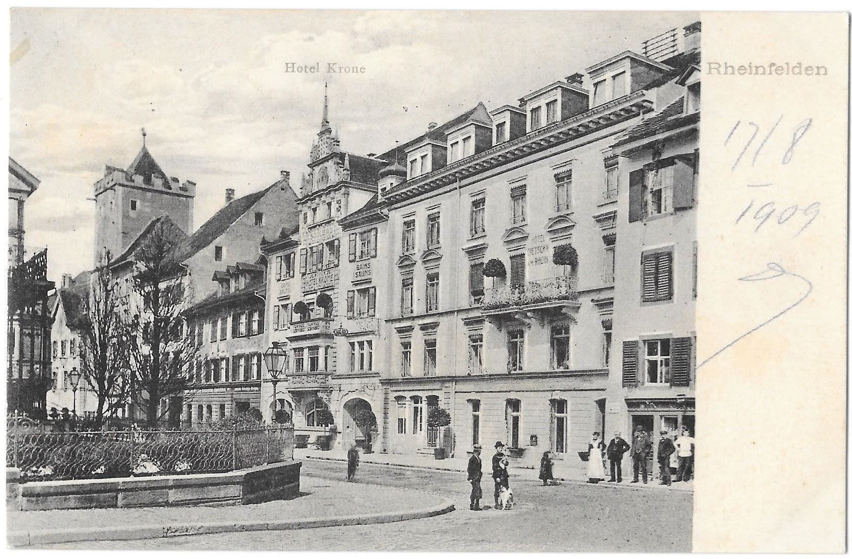 Cartoline postali: Rheinfelden Hotel Krone etc. belebt – Usato da Olten venduto da clotaldi