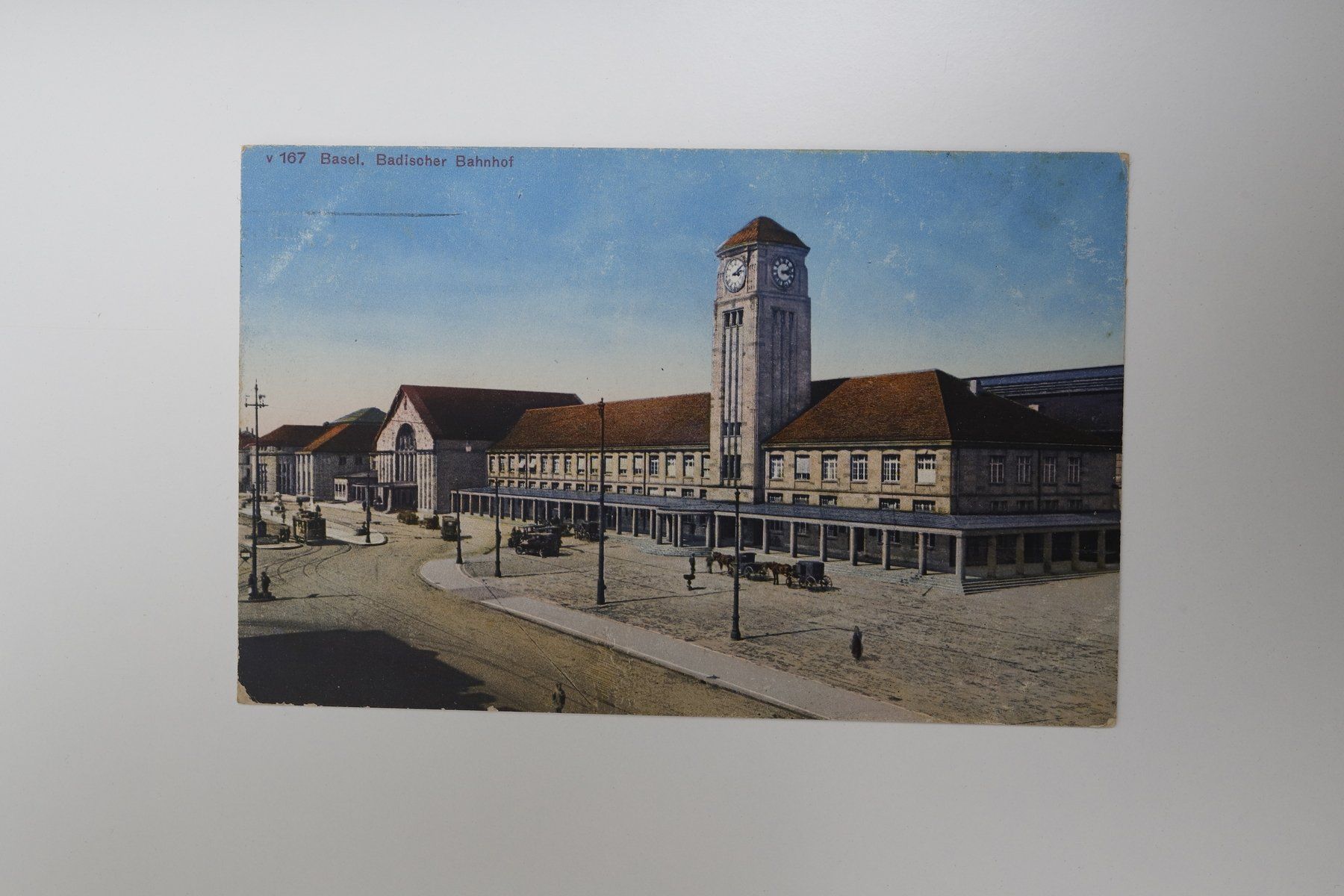 Ansichtskarten: Ansichtskarte Basel Badischer Bahnhof, gestempelt 1920? – Gebraucht aus Lausen von mexico81