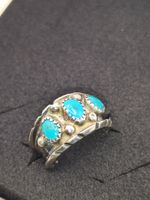 Vintage 925er Silber Navajo Ring mit Natur Türkis 5,7gr. Top