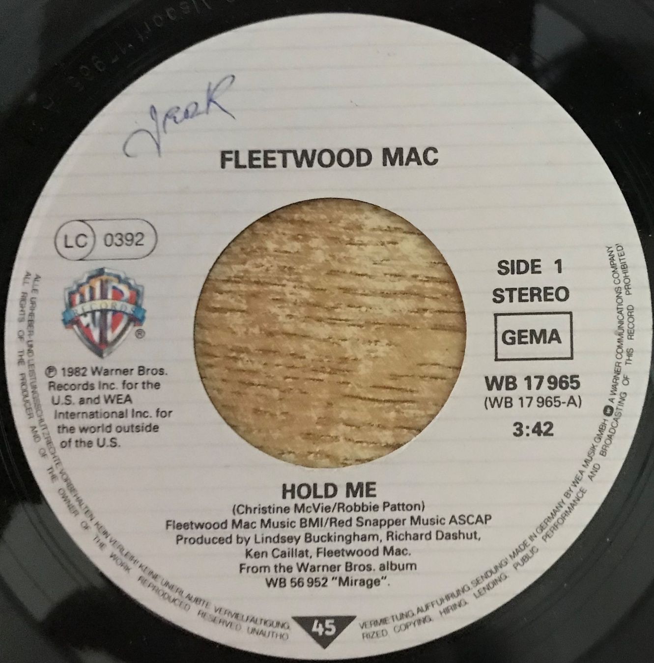 Dischi in vinile: FLEETWOOD MAC - HOLD ME – Usato da Bussigny venduto da vinyl-pas-cher 2