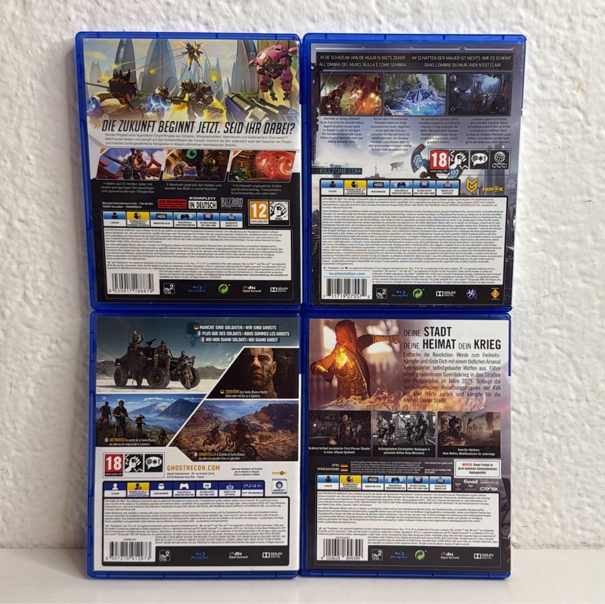 Sony Giochi: 4 PS4 Games Bundle Overwatch Killzone Ghost Recon Homefront – Usato da Ehrendingen venduto da bubulence 1