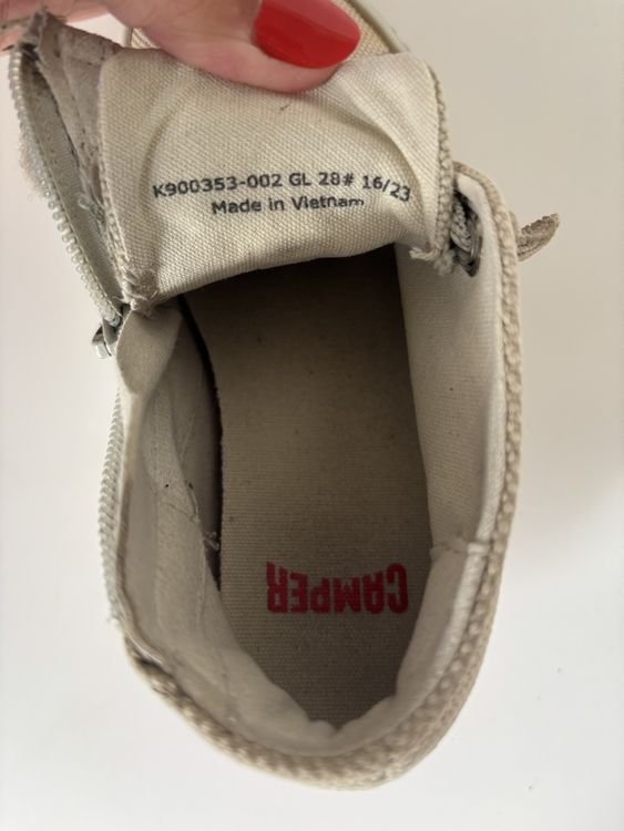 Camper Schuhe für Jungen: Camper Kids Canvas Sneakers beige Stoff rot 28 – Gebraucht aus Rebstein von wendy321meins 7