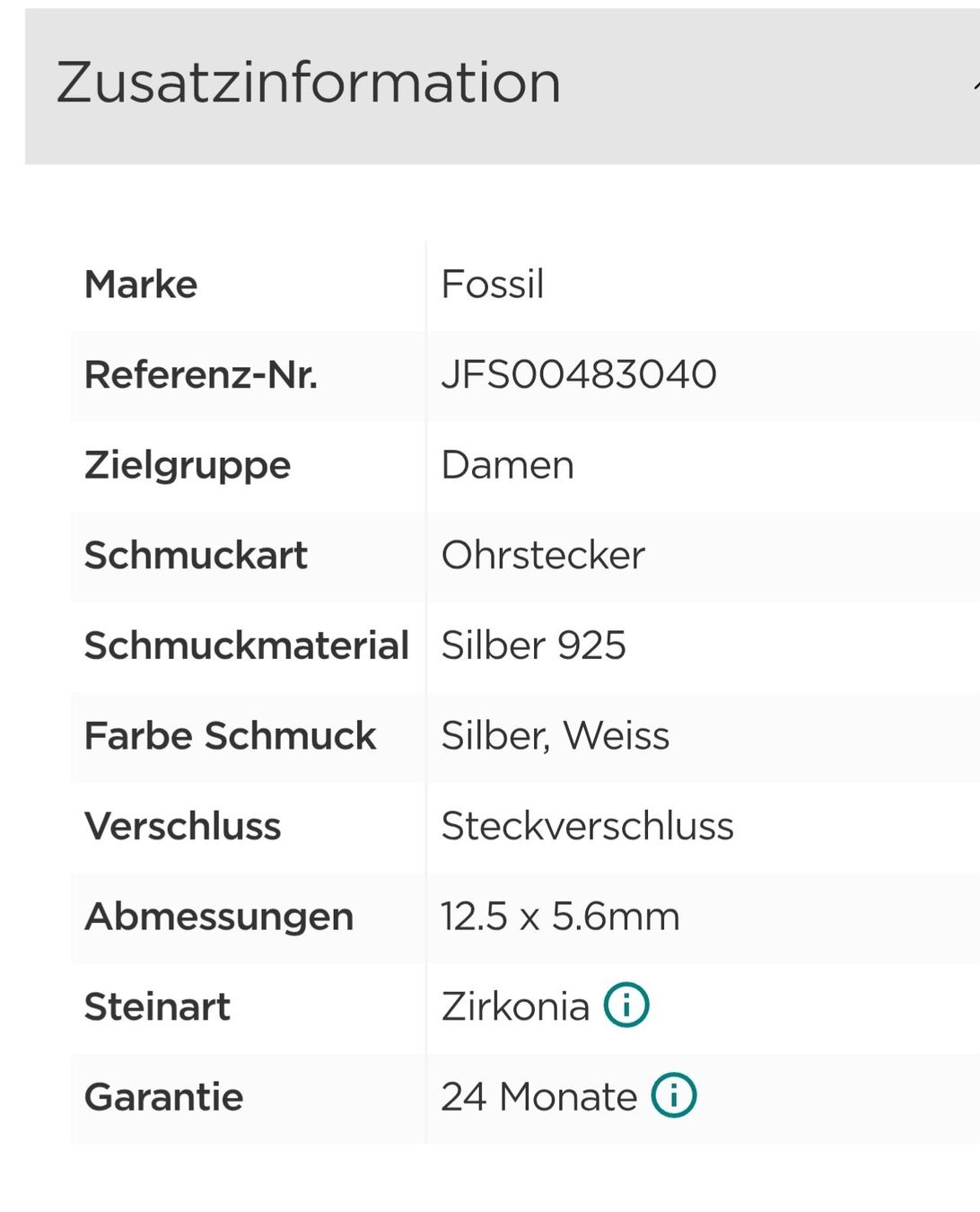 Fossil Orecchini pendenti & Orecchini a lobo: Ohrstecker Fossil Silber – Nuovo e nell'imballaggio originale da Lengwil venduto da Kati431 2